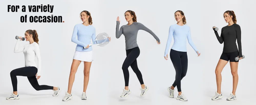 BALEAF Women's Long Sleeve Workout Tops Compression Running Shirts Fitted Athletic Warm Thumbholes Quick Dry Stretch Yoga Grey X-Large - workout long sleeve shirts for women compression tops running athletic slim fit stretchy