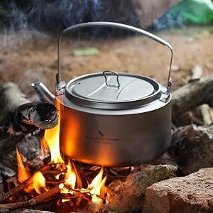 Boundless Voyage Titanium Kettle 800ml/1200ml with Folding Handle Filter Outdoor Camping Big Capacity Teapot (1200ml) - product information 3