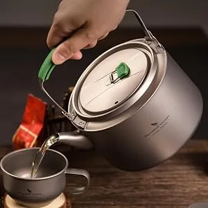 Boundless Voyage Titanium Kettle 800ml/1200ml with Folding Handle Filter Outdoor Camping Big Capacity Teapot (1200ml) - product information 4