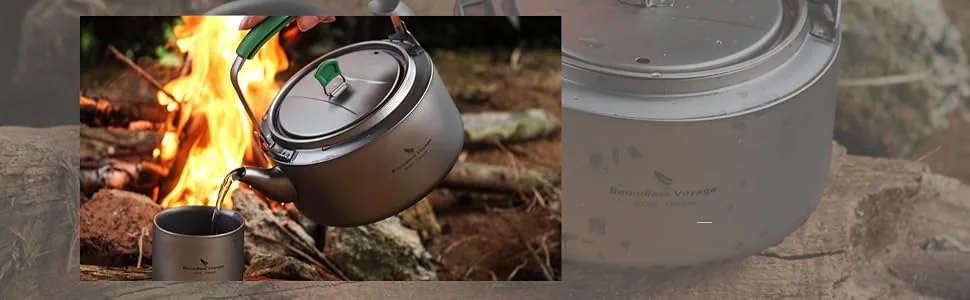 Boundless Voyage Titanium Kettle 800ml/1200ml with Folding Handle Filter Outdoor Camping Big Capacity Teapot (1200ml) - product information 6