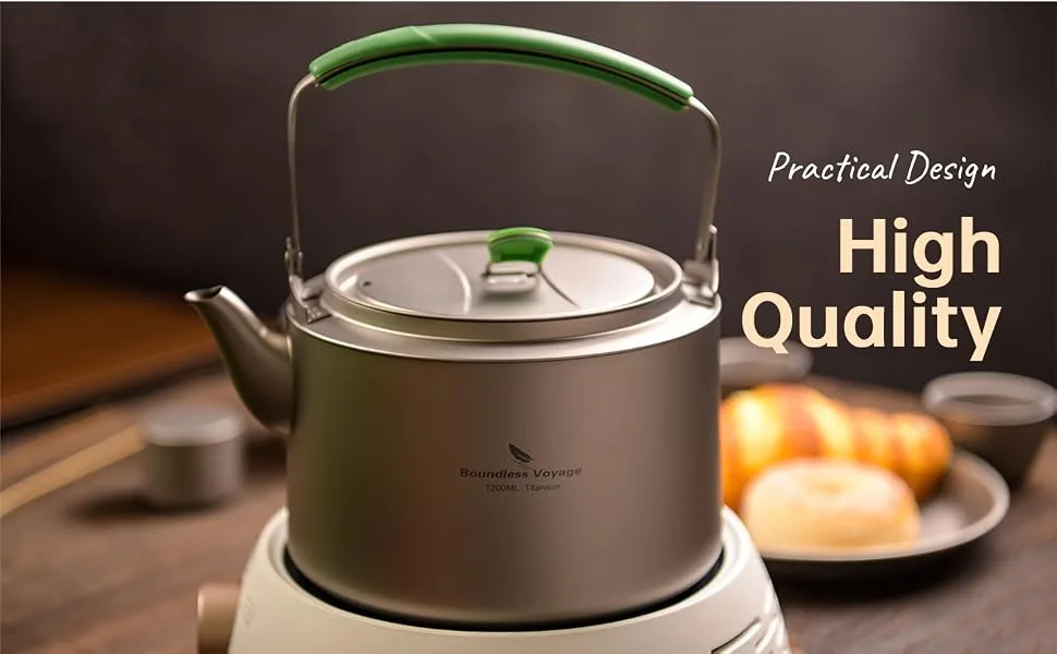 Boundless Voyage Titanium Kettle 800ml/1200ml with Folding Handle Filter Outdoor Camping Big Capacity Teapot (1200ml) - product information 7