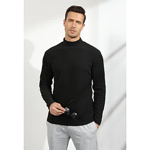 Rela Bota Mens Half Turtleneck Long Sleeve Pullover Basic Designed Undershirt Stretch Slim Fit Sweaters Large Black - basic pullover classic turtleneck