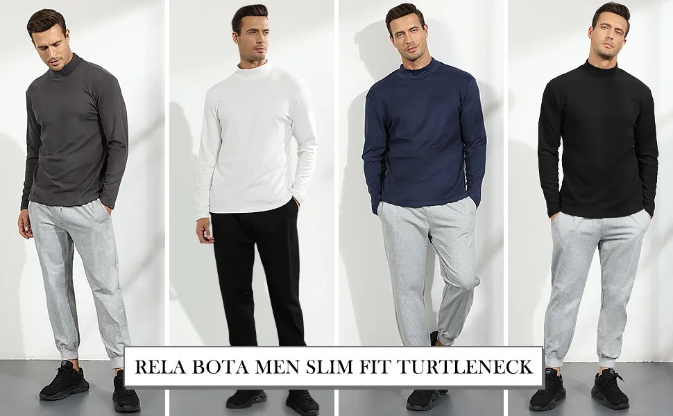 Rela Bota Mens Half Turtleneck Long Sleeve Pullover Basic Designed Undershirt Stretch Slim Fit Sweaters Large Black - multiple colors to choose