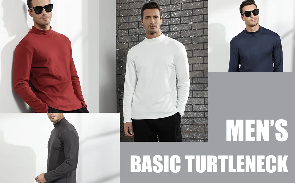 Rela Bota Mens Half Turtleneck Long Sleeve Pullover Basic Designed Undershirt Stretch Slim Fit Sweaters Large Black - various colors