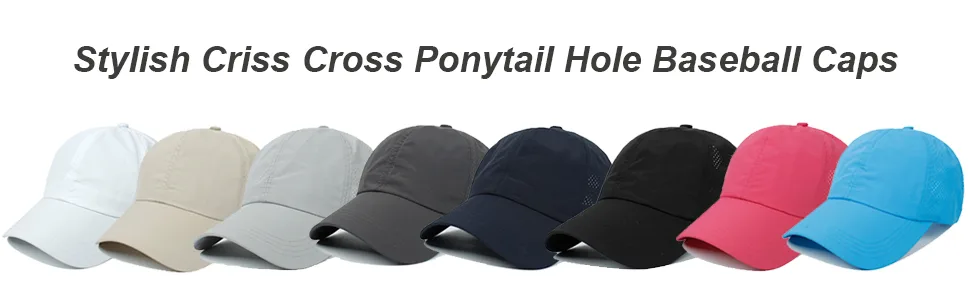 HGGE Womens Criss Cross Ponytail Baseball Cap Adjustable High Messy Bun Ponycap Quick Drying Hat Black - sun hat