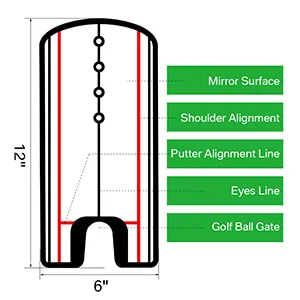 Neween Portable Golf Putting Mirror Training Eye line Alignment Practice Swing Trainer Aid Improve All Aspects of Stroke, Mirror Size 12L x 6W - golf accessories