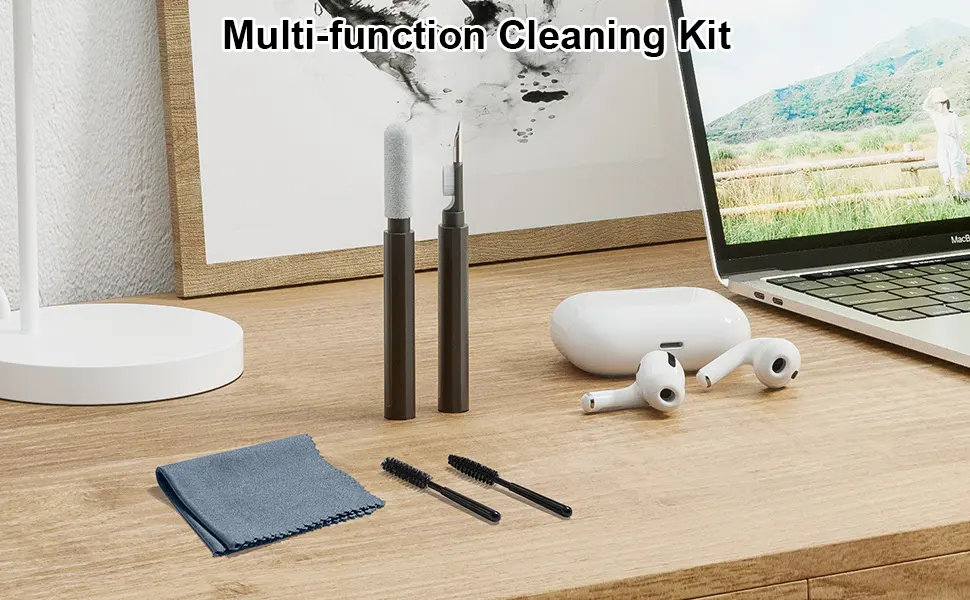 Cleaner Kit for Airpods,Zapica Multi-Function Cleaning Pen for Airpod Pro with Plush Cloth for Earbuds,Earphone,iPod,iPhone,iPad,Laptop Cleaning Tools(Black) - cleaner kit for airpod
