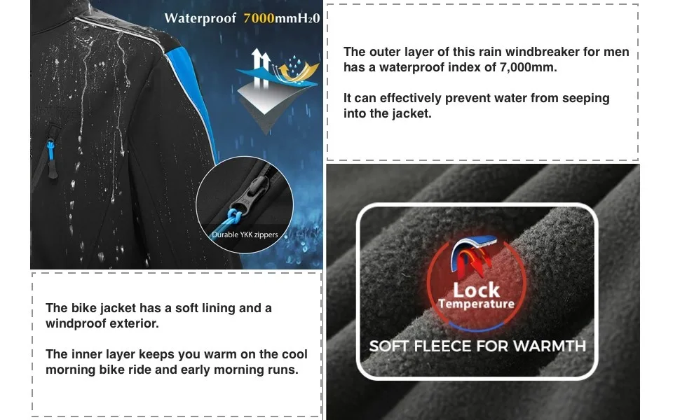 Wantdo Men's Winter Cycling Thermal Jacket Warm Soft Shell Windproof Running Jacket Waterproof Fleece Windbreaker Reflective Large Type B-blue - winter coat for men