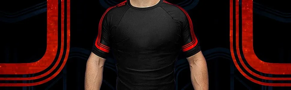 Sanabul CORE Short Sleeve Compression Training Rash Guard for MMA BJJ Wrestling Blue/Black Medium - Core Rashguard Short middle