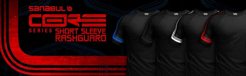 Sanabul CORE Short Sleeve Compression Training Rash Guard for MMA BJJ Wrestling Blue/Black Medium - Short Sleeve Core Rash Guard