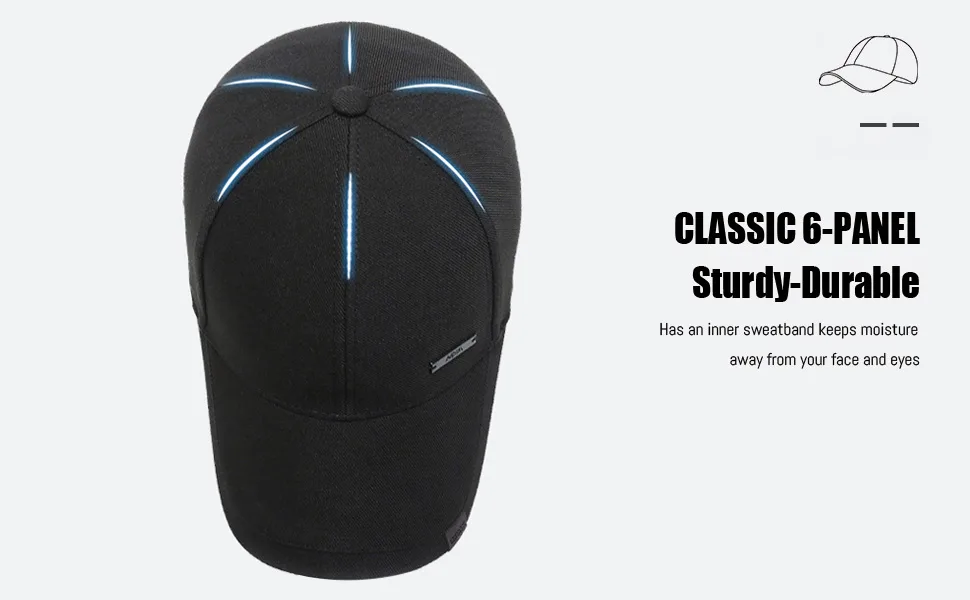 Vintage Cotton Dad Hat with Double Layer Peaks Adjustable Baseball Cap Trendy Trucker Hat for Mens Headwear Black - product information 5