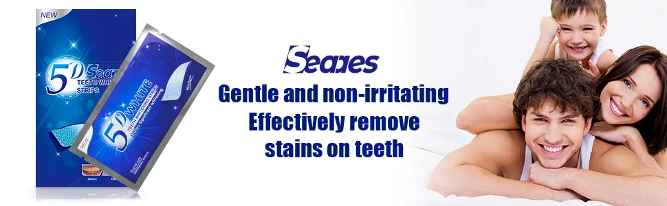 SEAAES Teeth Whitening Strips 5d Contains No Harmful Substances Effective Home Use Tooth Whitening Kit Mint Flavor 14 Pouches 28pcs - teeth whitening strips