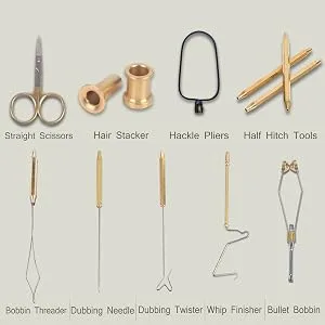 M MAXIMUMCATCH Maxcatch Fly Tying Tools Kit Complete Tools Assortment 9 PCS Tying Tools&Neoprene Pouch - TYING TOOLS