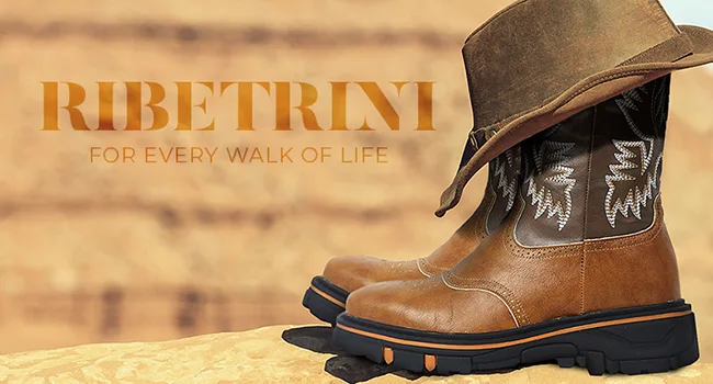 RIBETRINI Western Boot for Men Durable Square Toe Pull On Chunky Heel Platform Faux Leather Mid Calf Embroidered Cowboy Work Boots 9.5 Yellow - cowboy boots