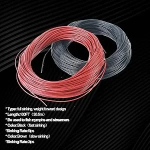 Maxcatch Full Sinking Fly Line Weight Forward Fly Fishing Lines 100ft 4 5 6 7 8 9wt WF9S-100FT Black, 6IPS - color and sinking rate