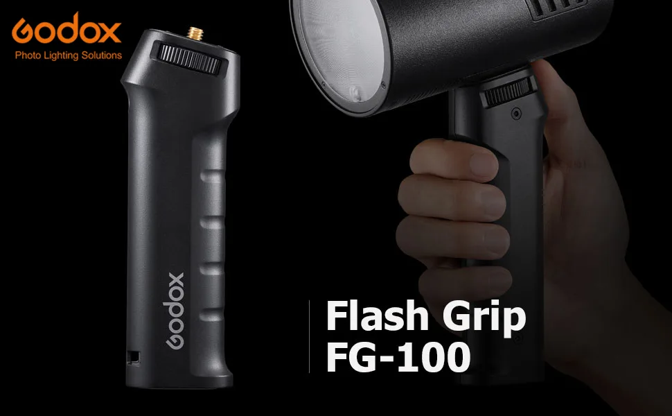 Godox FG-100 Flash Grip, Portable Flash Bracket Handle with 1/4" Screw Speedlite Holder Stabilizers, Compatible with Godox AD300Pro/AD200Pro/AD100Pro and Other Outdoor Flash/LED Light - Godox FG-100