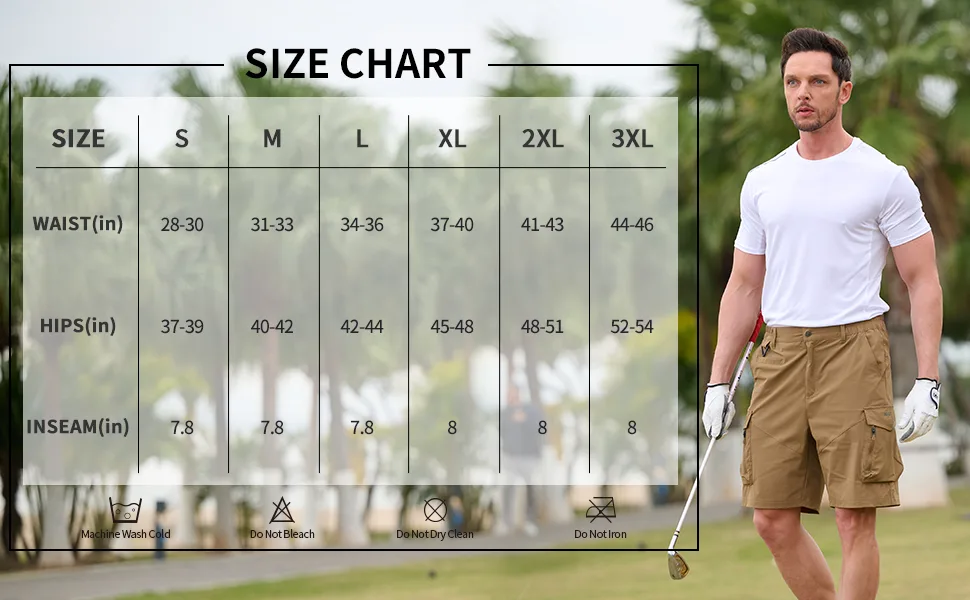 Men's Hiking Cargo Shorts Quick Dry Lightweight Travel Shorts with Multi Pockets for Fishing Camping Golf Khaki X-Large - Size