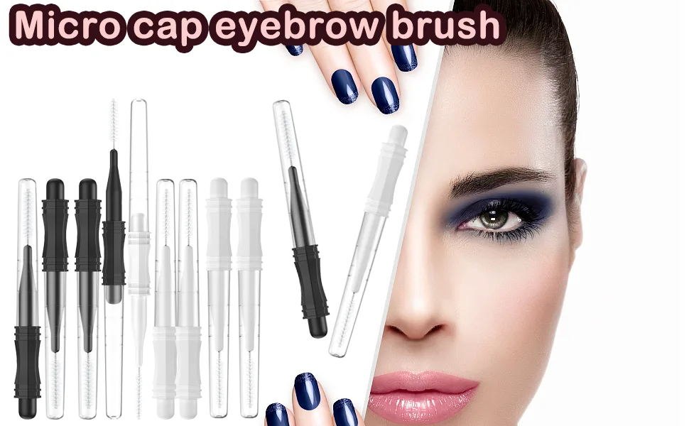 20 Pcs Micro Eyebrow Brush With Cap,Eyebrow Spoolie Brush Micro Eyebrow Lamination Brush 2 Size Multifunctional Micro Spooly Lash Mascara Brush Comb for Eyelash Lift Extensions Brow Clean(White,Black) - eyebrow spoolie brush