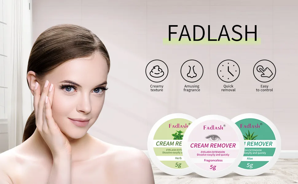 Lash Glue Remover Cream Professional Lash Extension Remover Mild Eyelash Glue Remover for Lash Extensions Fast Dissolution- Original 5g (Herb) - fadlash