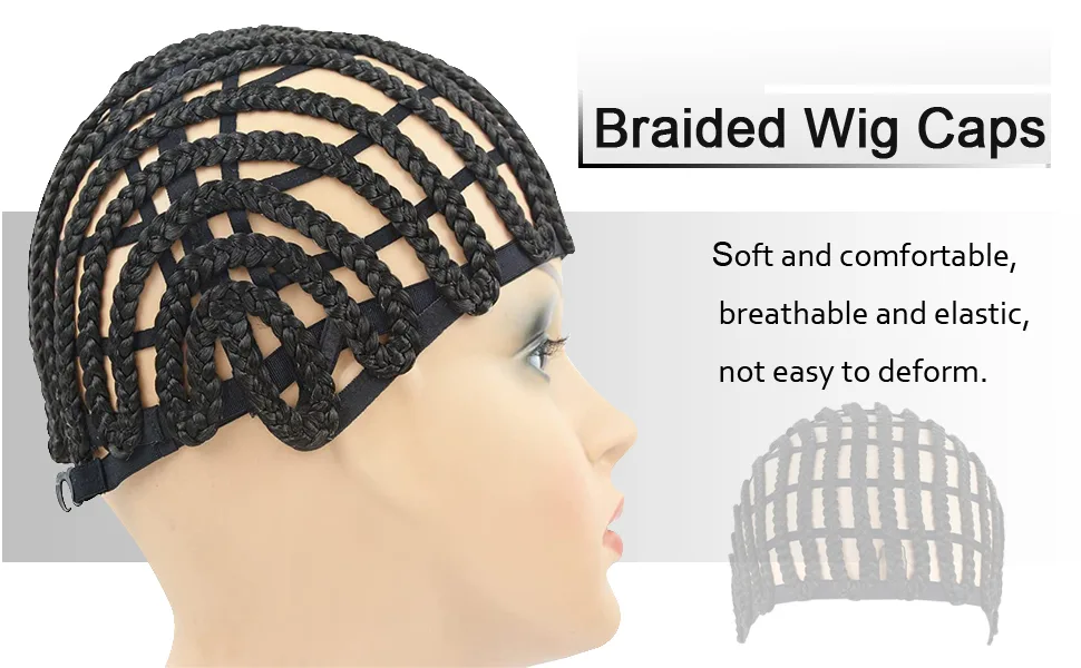 1Pc Black Wig Cap Braided Cap Crochet Wig Cap Adjustable Elastic Band and Hair Clips Weaving Wig Caps for Wig Making - Black Wig Cap Braided Cap Crochet Wig Cap Adjustable Elastic Band