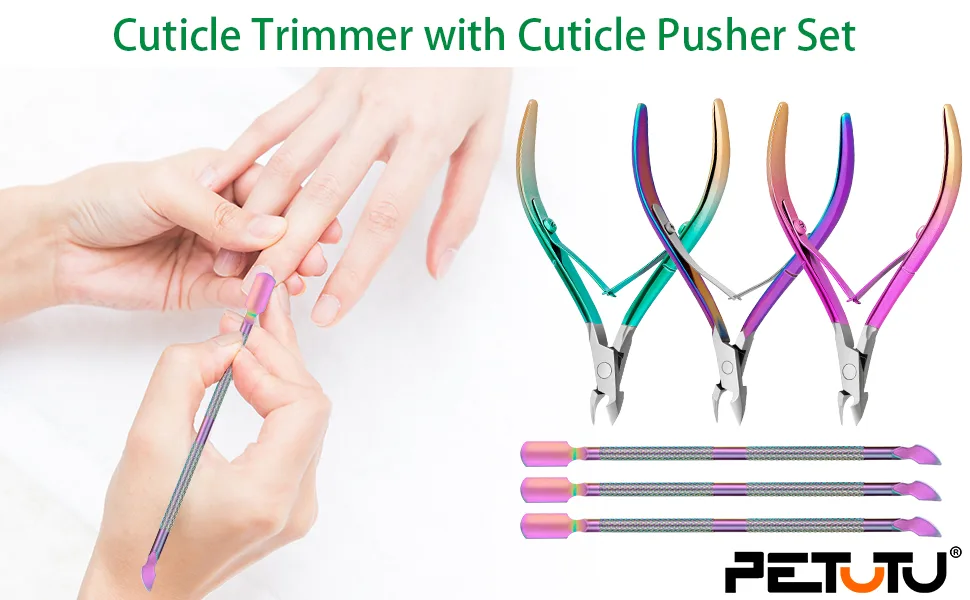 Cuticle Trimmer with Cuticle Pusher Cuticle Nipper Cuticle Remover Cutter Stainless Steel Nail Cuticle Trimmer Manicure Pedicure Tools for Nail - product information 1