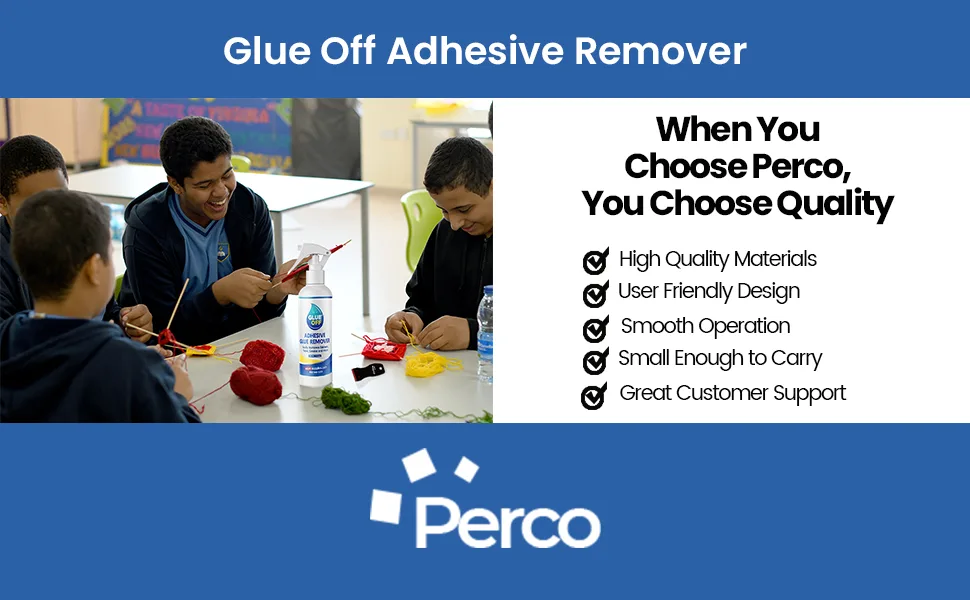 Perco Glue Off Adhesive Remover 3.3 oz & Scraper with Plastic Razor for Removing Labels (Adhesive Remover & Scraper w/Plastic Razor) - Perco Glue of remover