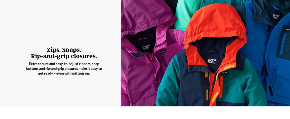 Lands' End Kids Squall Waterproof Iron Knee Bib Snow Pants 16 Cadet Gray - Coat zippers and snap buttons.