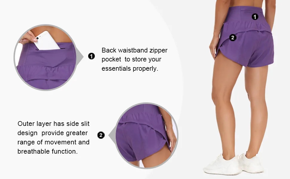 THE GYM PEOPLE Womens High Waisted Running Shorts Quick Dry Athletic Workout Shorts with Mesh Liner Zipper Pockets Black Medium - Running Shorts