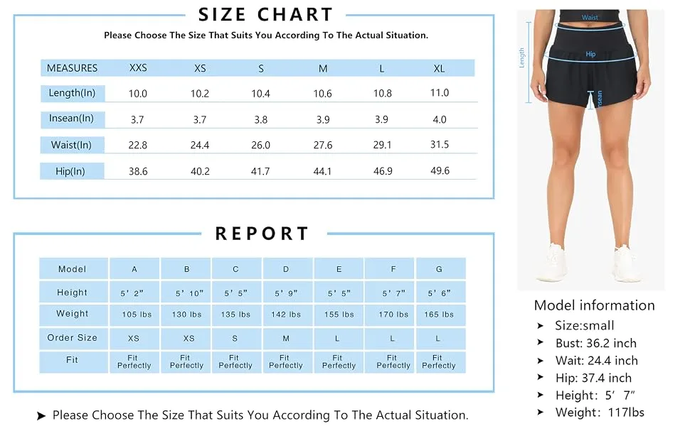 THE GYM PEOPLE Womens High Waisted Running Shorts Quick Dry Athletic Workout Shorts with Mesh Liner Zipper Pockets Black Medium - size chart