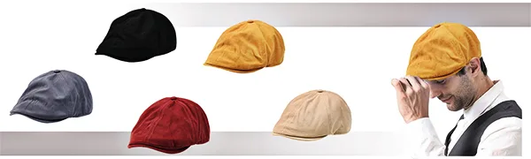Men's Beret Hat Cotton Newsboy Berets Flat Caps Adjustable Classic Vintage Duckbill Buckle Cabbie Cap Khaki - product information 1