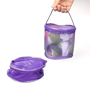 Yarn Storage Bag, 2pc Mesh Knitting Bag Round Yarn Balls Organizer for knitting lovers, Purple - product information 16