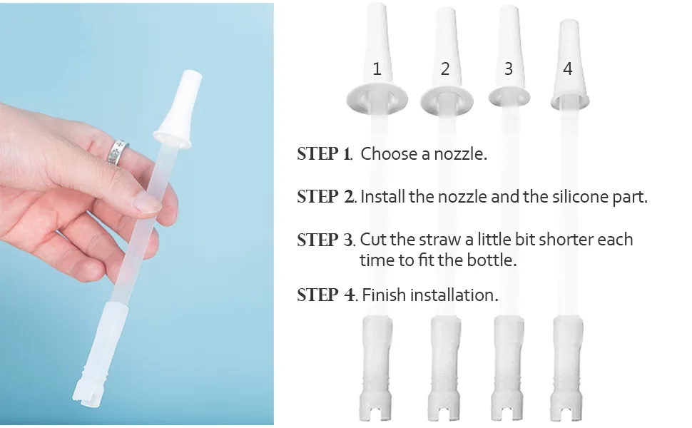 Delove Universal Long Straws for Gallon Water Bottles - Equip Your Bottle with a Straw - Cut Size To Fit Any Bottles- Replacement Straws for Water Jug - Half Gallon/32oz/64oz/128oz - Set of 4 - STRAW