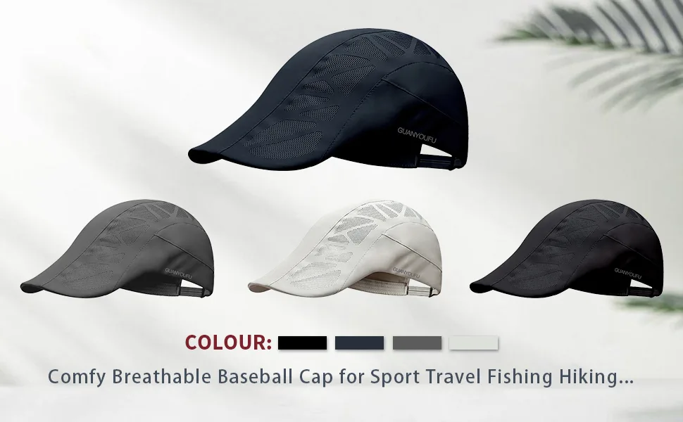 2023 Men Solid Mesh Baseball Cap Soft Breathable Newsboy Cap Fashion UV Protection Sun Hat Adjustable Summer Outdoor Blue - comfortable lightweight breathable adjustable stretchy buckle strap retro fashion casual hats caps