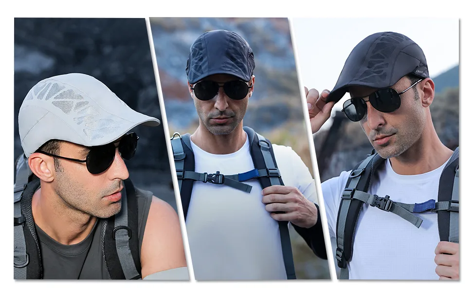 2023 Men Solid Mesh Baseball Cap Soft Breathable Newsboy Cap Fashion UV Protection Sun Hat Adjustable Summer Outdoor Blue - mesh newsboy hat painter cap for men classic navy blue black grey bearies travel trip