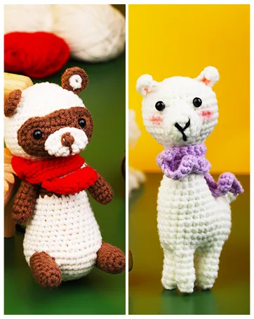 SOCNITC Beginner Crochet Kit Crochet Animal Kit and Knitting Starter Kit with Instruction tutorials and Video tutorials Peasy Yarn Hook Needle Accessories for Beginners and Lovers DIY Fox - Crochet Kit
