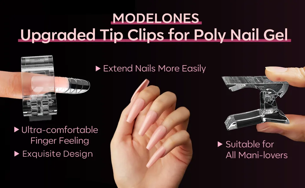 Modelones 12Pcs Nail Tips Clip for Quick Building Poly Nail Gel nail forms Nail clips for Poly Finger Nail Extension Builder Clamps Manicure Nail Art Tool - modelones polygel nail kit