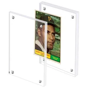 Acrylic Card Frame, Magnetic Trading Card Display Frames Desktop Display - 2 Sets Clear - clear frame can display 2 cards back to back