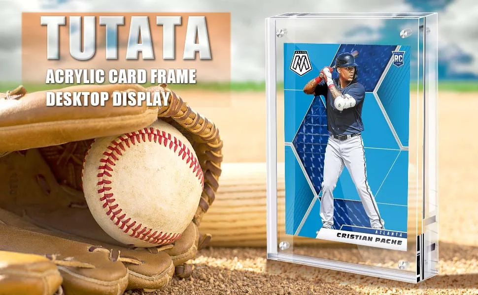 Acrylic Card Frame, Magnetic Trading Card Display Frames Desktop Display - 2 Sets Clear - magnetic card holder