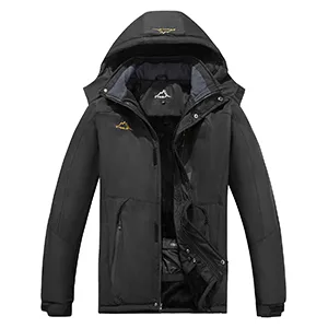 FTIMILD Men's Ski Jacket Waterproof Warm Winter Mountain Windbreaker Hooded Raincoat Snow Jackets Black N02 X-Large - 1121
