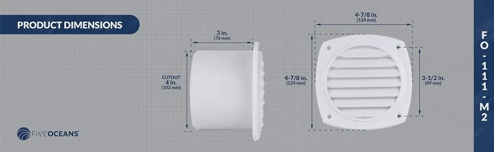 Five Oceans Air Hose Thru Vent 3" 4", White/Black 4" White (Pair) - five oceans