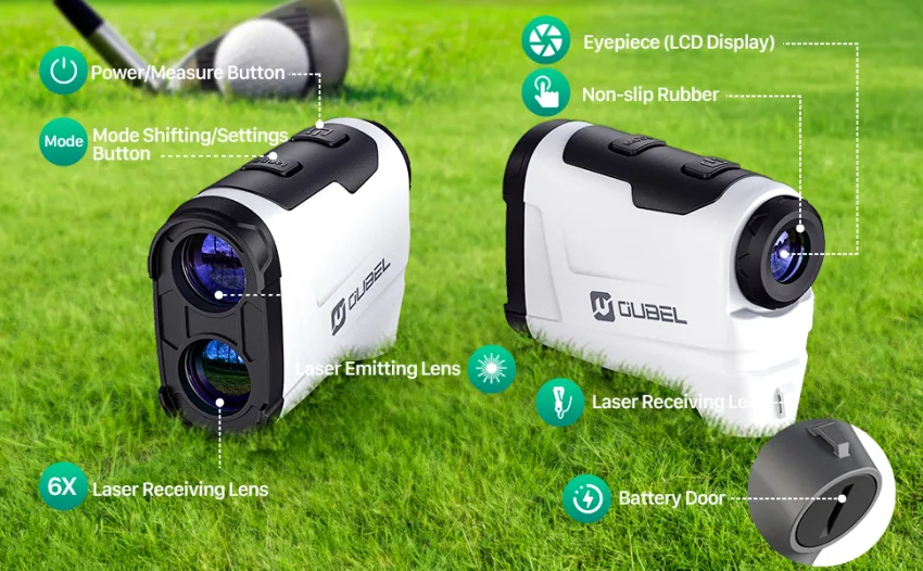 OUBEL Laser Golf Rangefinder(1200/800 Yards), Golf Slope Mode + Flag Pole Locking, Fast Focus System/Precise Pulse Vibration Lock, for Golf/Hunting, 6 Measurement Modes, IP54 Pro.Waterproof white 1200 Yard - product information 2