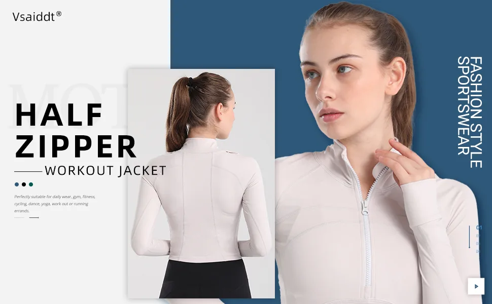Vsaiddt Women's Athletic Half Zip Pullover Sweatshirt Workout Top Crop Quarter Zip Pullover Yoga Running Jackets A-black Large - product information 2