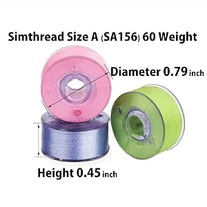 Simthread 144pcs Black 90 Weight WT(60S/2) Prewound Bobbins Thread Size A Class 15 Plastic Sided for Brother Babylock Embroidery Thread Sewing Thread Machine DIY (Black) 90wt Black - A bobbins