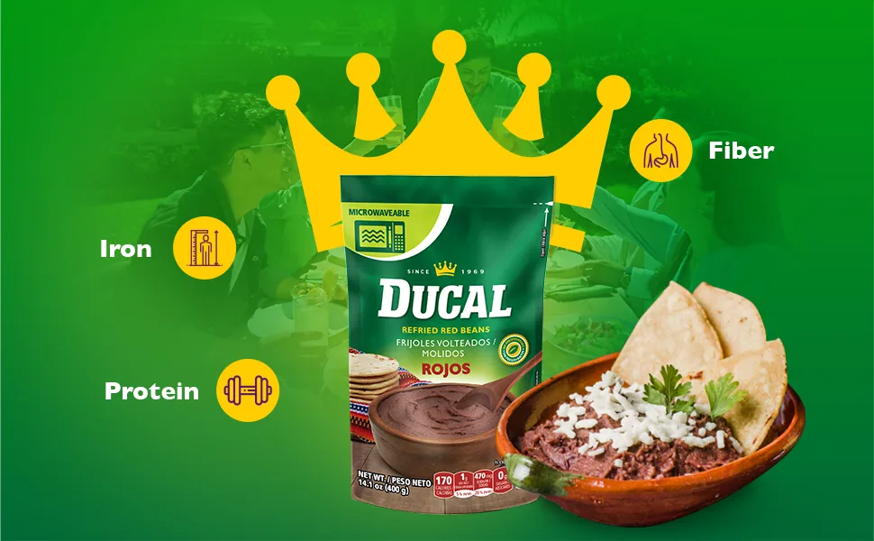 Ducal Refried Red Beans Pouch - Instant Vegetarian Refried Red Beans, Non-GMO And Gluten-Free - Excellent Source in Protein And Iron, Cholesterol Free - Ducal Red Pouch