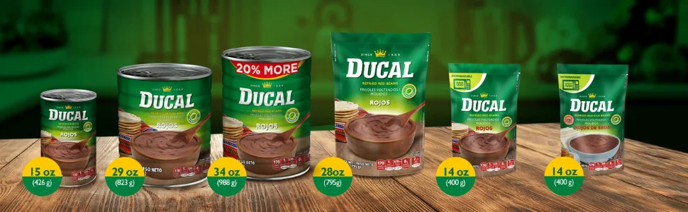 Ducal Refried Red Beans Pouch - Instant Vegetarian Refried Red Beans, Non-GMO And Gluten-Free - Excellent Source in Protein And Iron, Cholesterol Free - Red Refried Beans