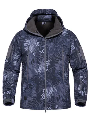 TACHAVEK Men's Tactical Soft Shell Jacket Waterproof Winter Snow Ski Jacket Military Fleece Hooded Black XX-Large - 300-400