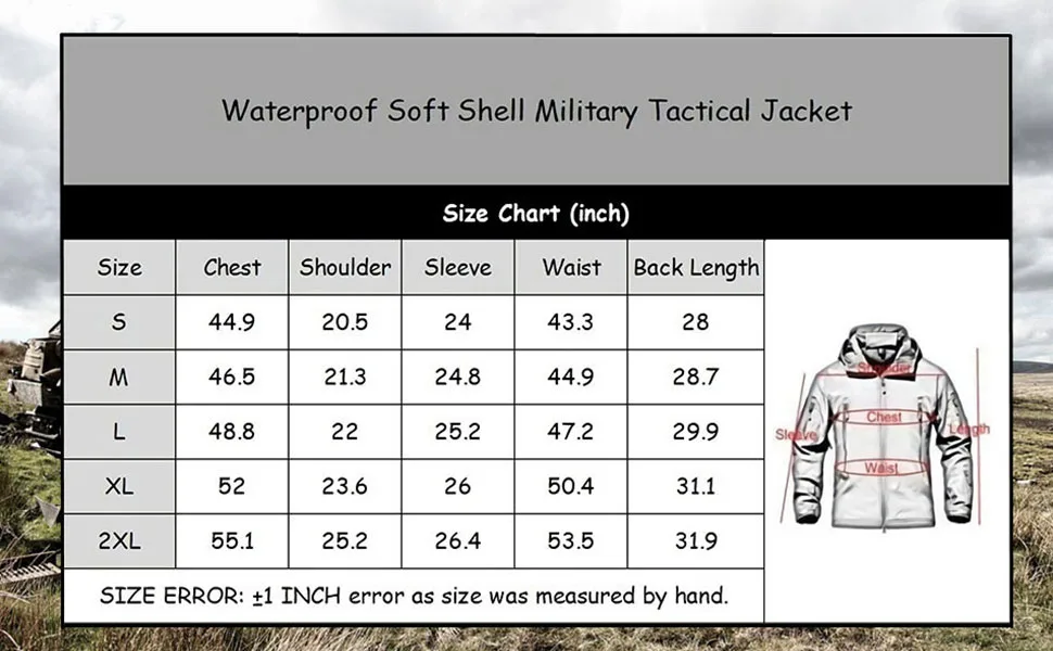 TACHAVEK Men's Tactical Soft Shell Jacket Waterproof Winter Snow Ski Jacket Military Fleece Hooded Black XX-Large - 970-