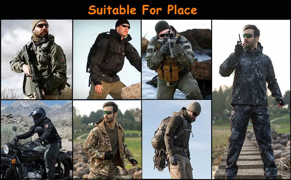 TACHAVEK Men's Tactical Soft Shell Jacket Waterproof Winter Snow Ski Jacket Military Fleece Hooded Black XX-Large - 970-xin