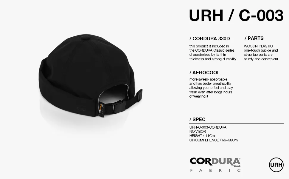 UNDERCONTROL Brimless Trawler Durable Cordura Leon Hat Outdoor Waterproof No Visor Docker Skull Cap Unisex Black - C-001