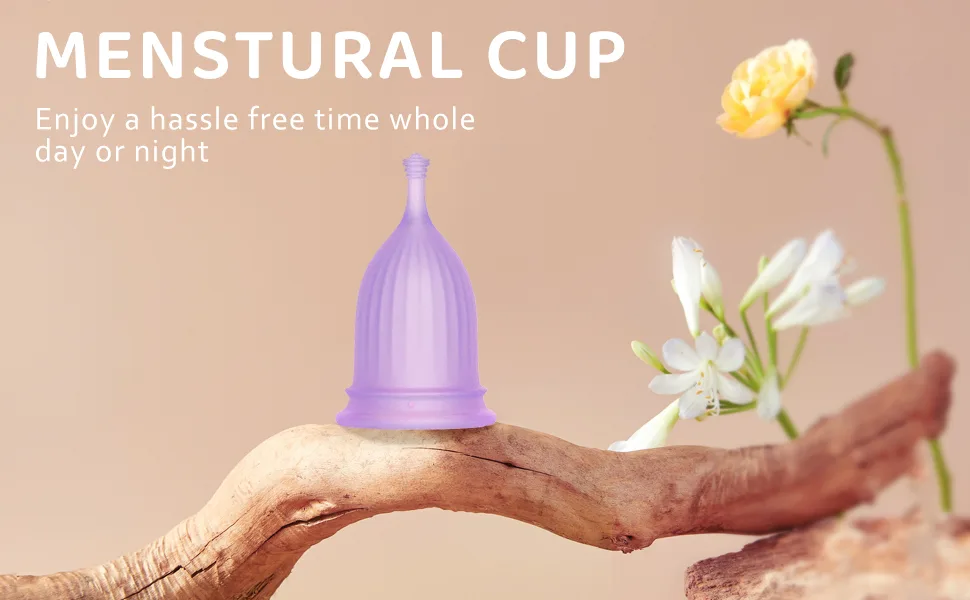 Menstrual Cups - Set of 3 Reusable Period Cups Soft Silicone Tampon and Pad Alternative (1 Small &1 Medium &1 Large) (Purple) - product information 1